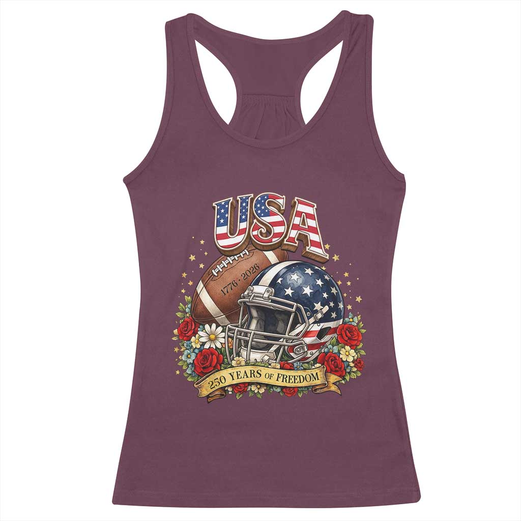 Patriotic Floral Baseball Racerback Tank Top USA 250th Anniversary Gift