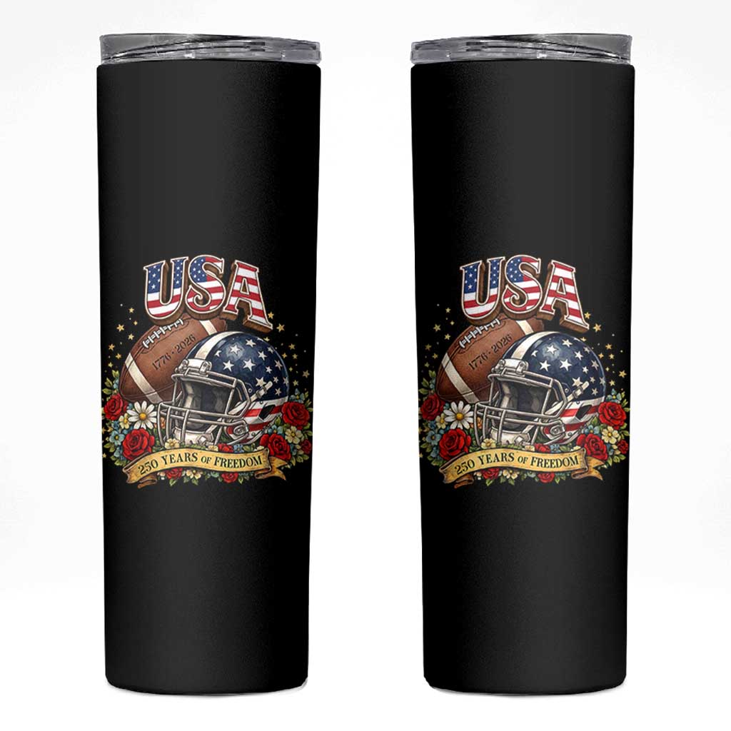 Patriotic Floral Baseball Skinny Tumbler USA 250th Anniversary Gift