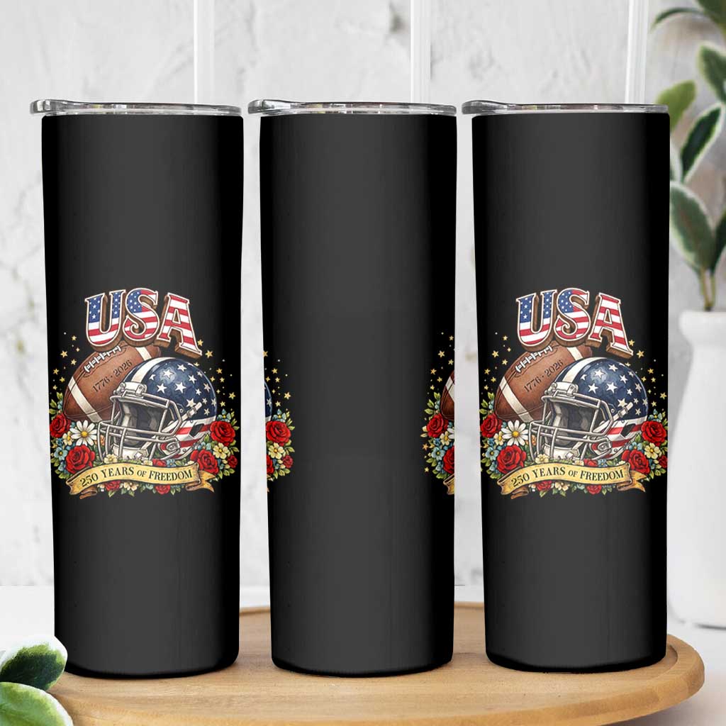 Patriotic Floral Baseball Skinny Tumbler USA 250th Anniversary Gift