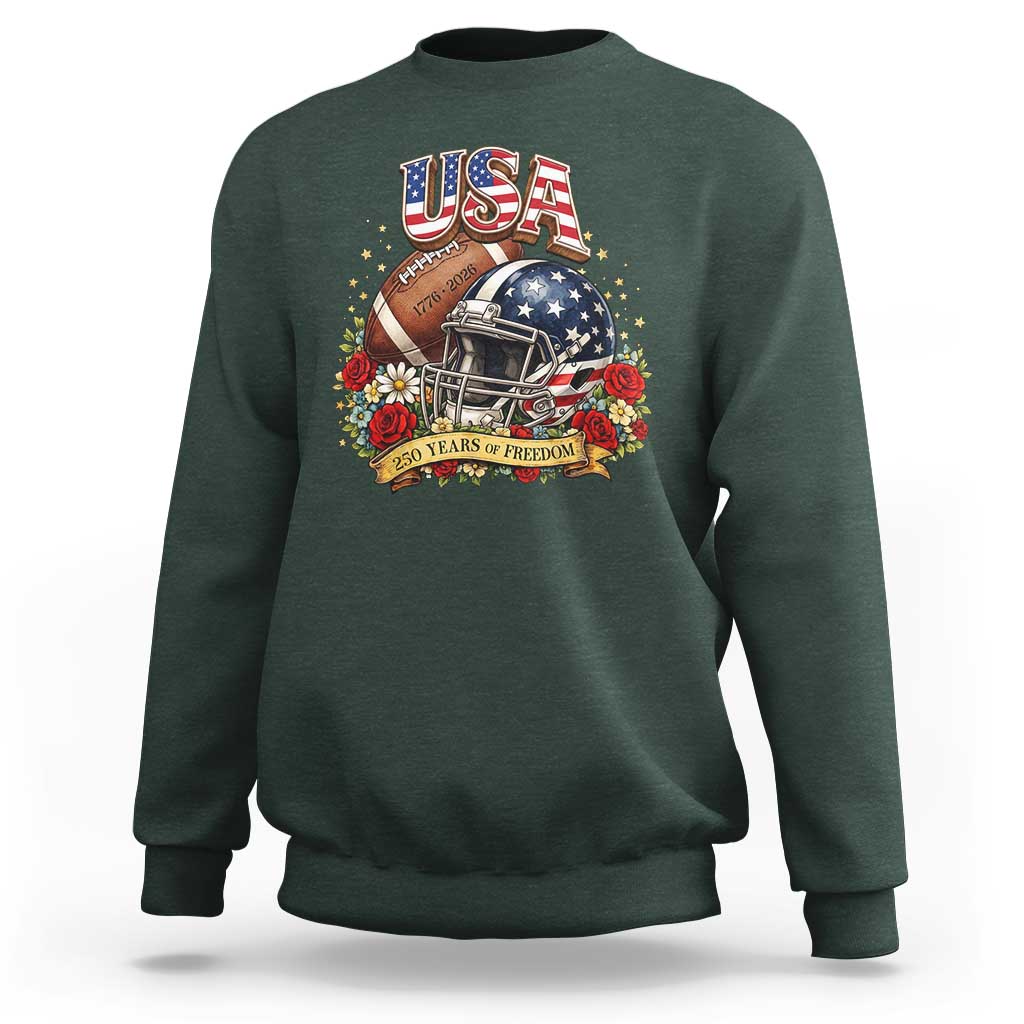 Patriotic Floral Baseball Sweatshirt USA 250th Anniversary Gift