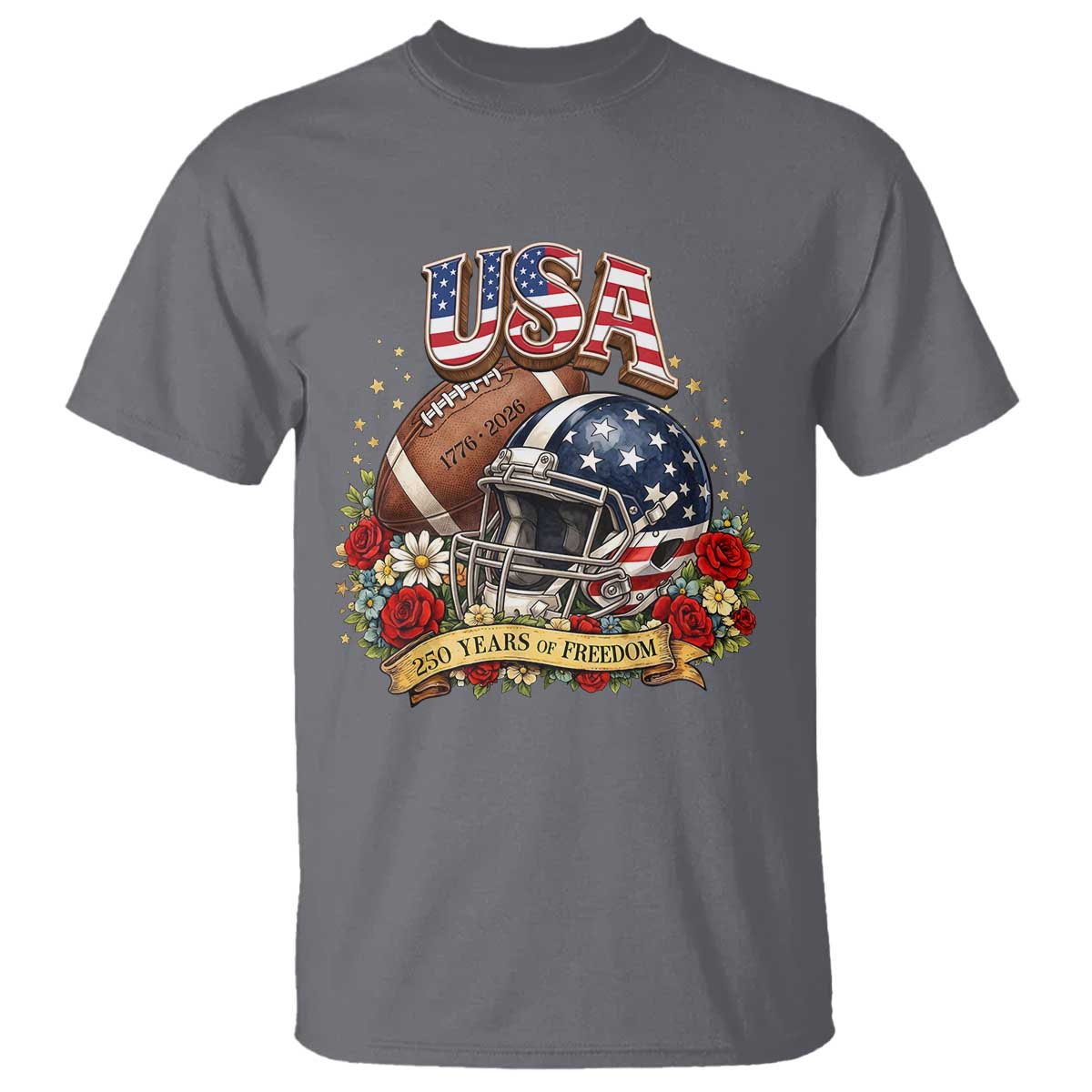 Patriotic Floral Baseball T Shirt USA 250th Anniversary Gift