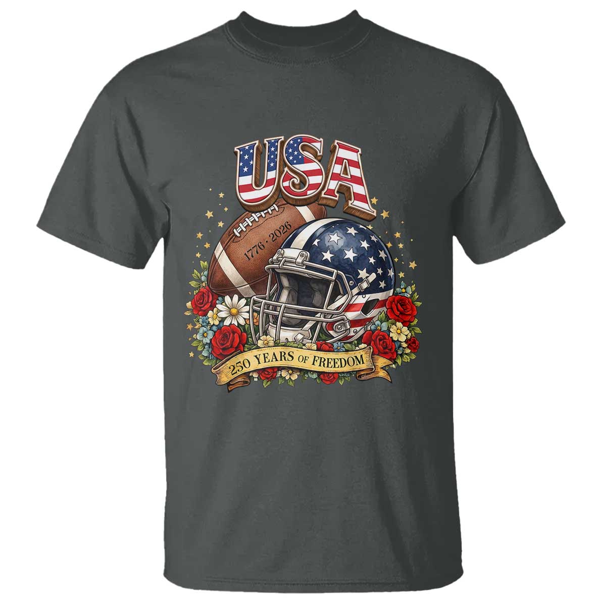 Patriotic Floral Baseball T Shirt USA 250th Anniversary Gift