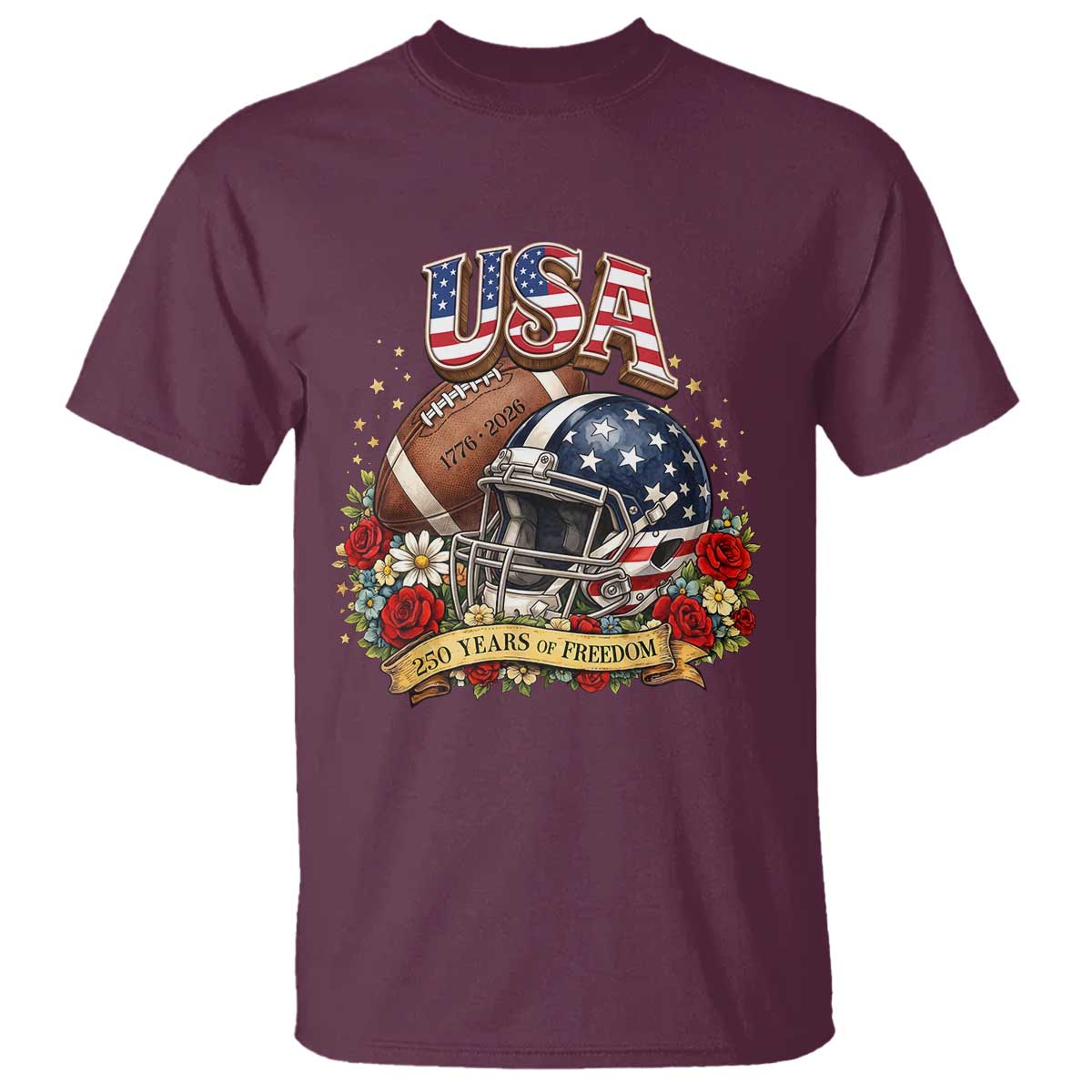 Patriotic Floral Baseball T Shirt USA 250th Anniversary Gift