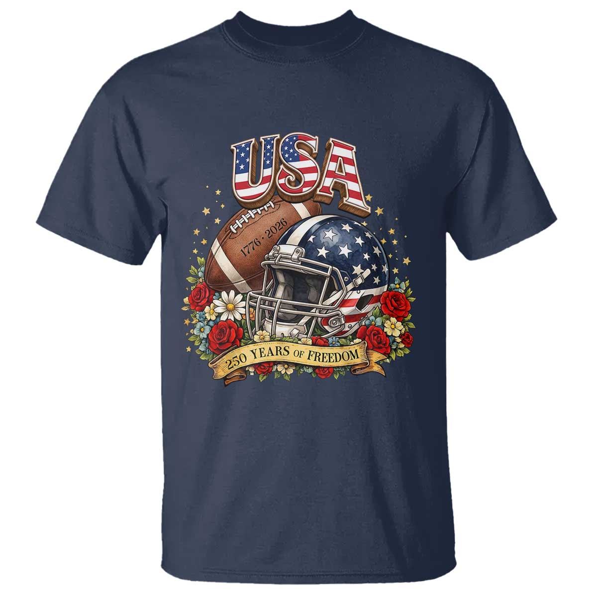 Patriotic Floral Baseball T Shirt USA 250th Anniversary Gift