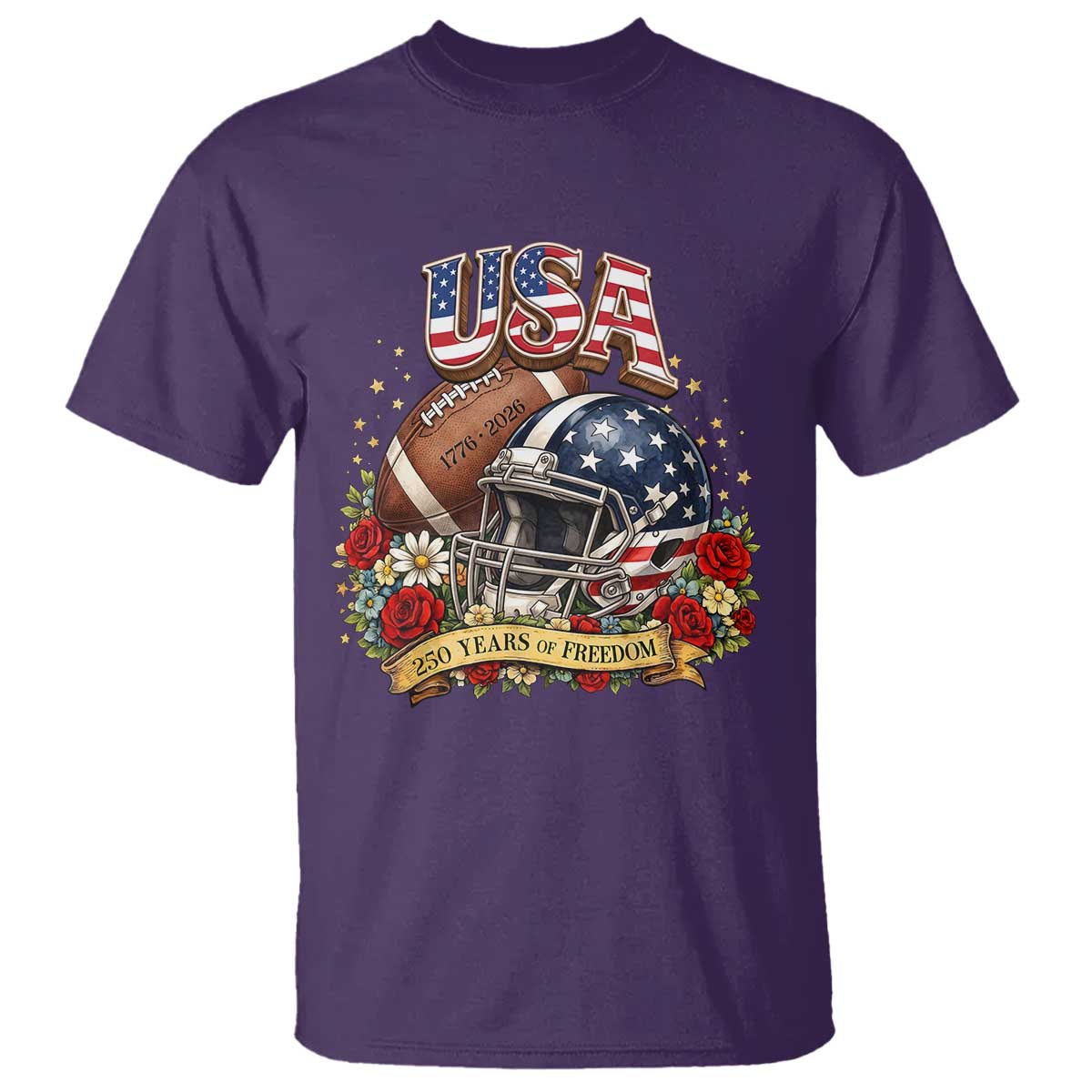 Patriotic Floral Baseball T Shirt USA 250th Anniversary Gift