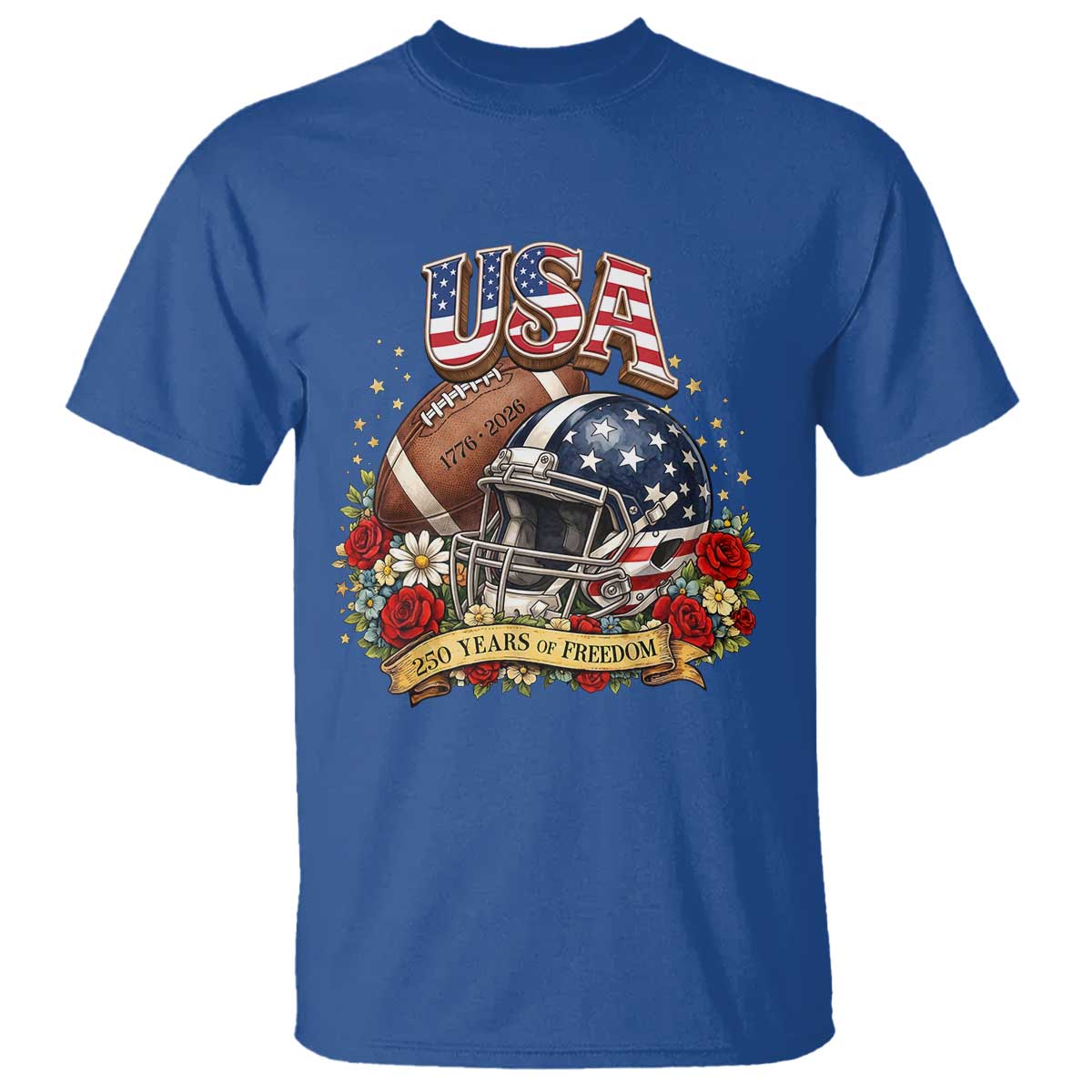 Patriotic Floral Baseball T Shirt USA 250th Anniversary Gift