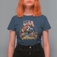 Patriotic Floral Baseball T Shirt For Women USA 250th Anniversary Gift