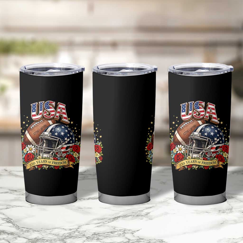 Patriotic Floral Baseball Tumbler Cup USA 250th Anniversary Gift
