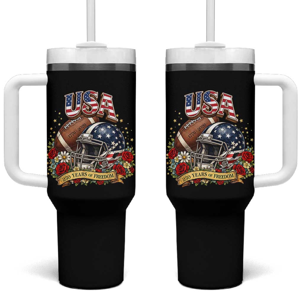Patriotic Floral Baseball Tumbler With Handle USA 250th Anniversary Gift
