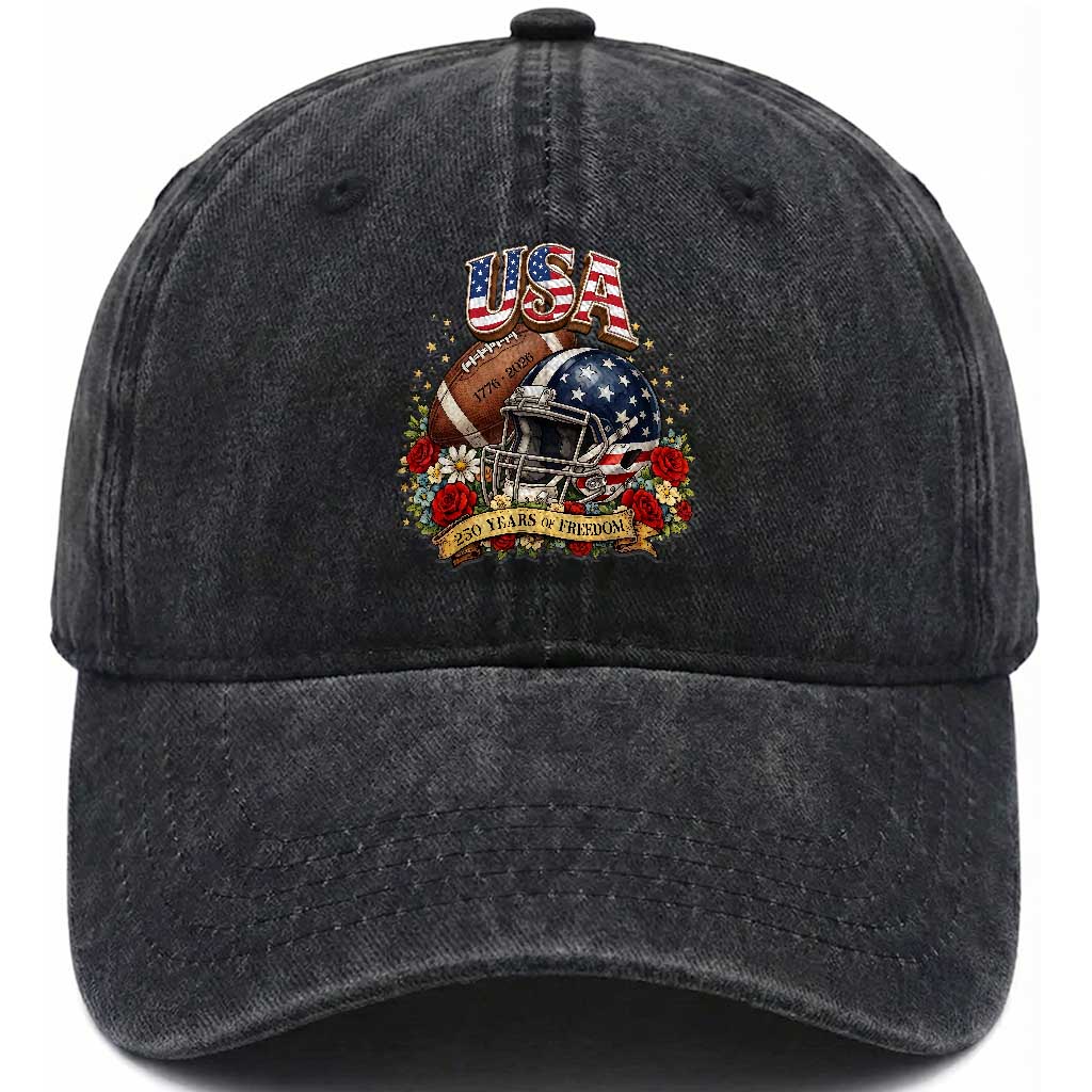 Patriotic Floral Baseball Washed Cotton Baseball Cap USA 250th Anniversary Gift