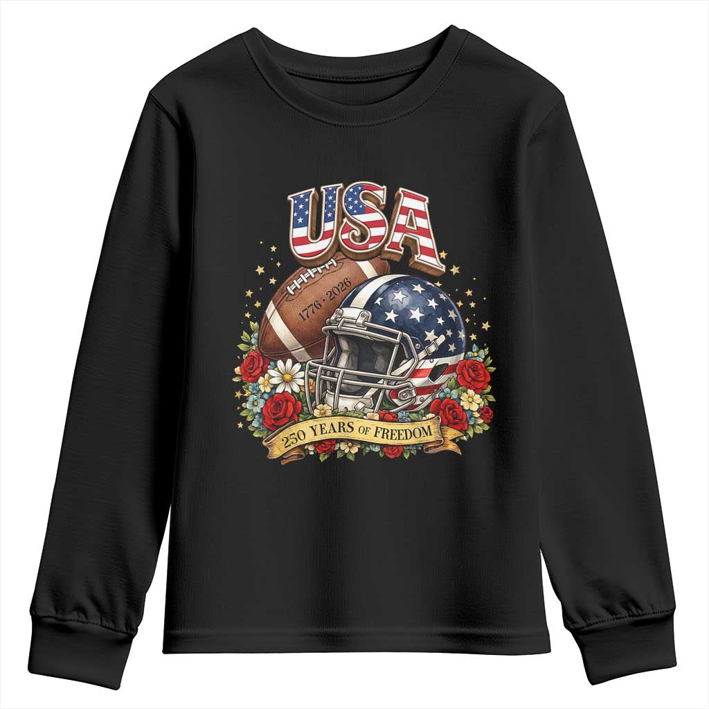 Patriotic Floral Baseball Youth Sweatshirt USA 250th Anniversary Gift