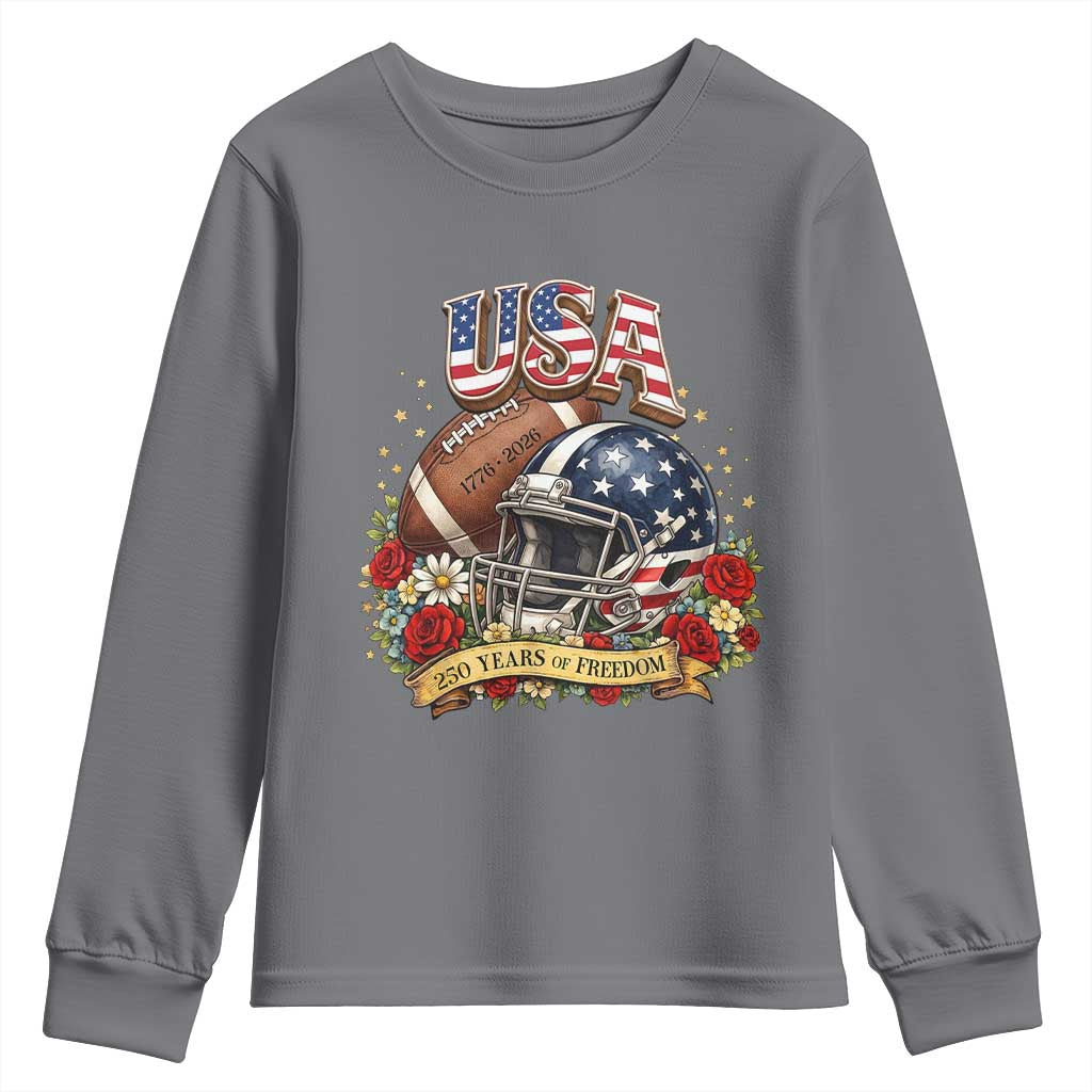 Patriotic Floral Baseball Youth Sweatshirt USA 250th Anniversary Gift