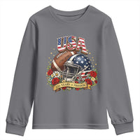 Patriotic Floral Baseball Youth Sweatshirt USA 250th Anniversary Gift