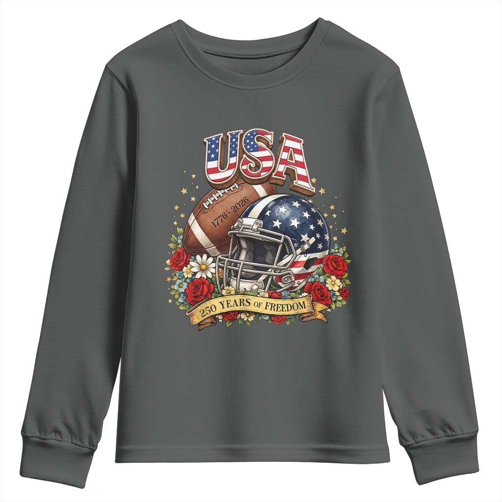 Patriotic Floral Baseball Youth Sweatshirt USA 250th Anniversary Gift
