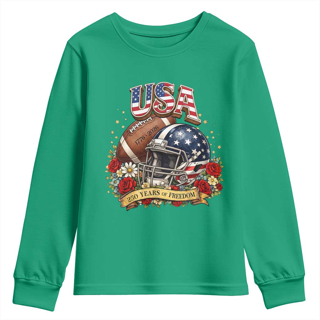 Patriotic Floral Baseball Youth Sweatshirt USA 250th Anniversary Gift
