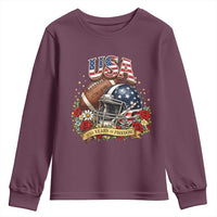 Patriotic Floral Baseball Youth Sweatshirt USA 250th Anniversary Gift