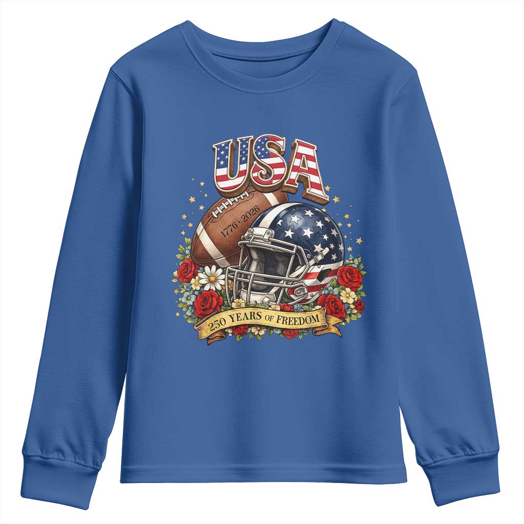 Patriotic Floral Baseball Youth Sweatshirt USA 250th Anniversary Gift