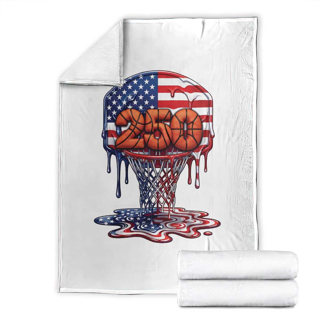 Patriotic Basketball Drip Throw Blanket USA 250th Anniversary Gift