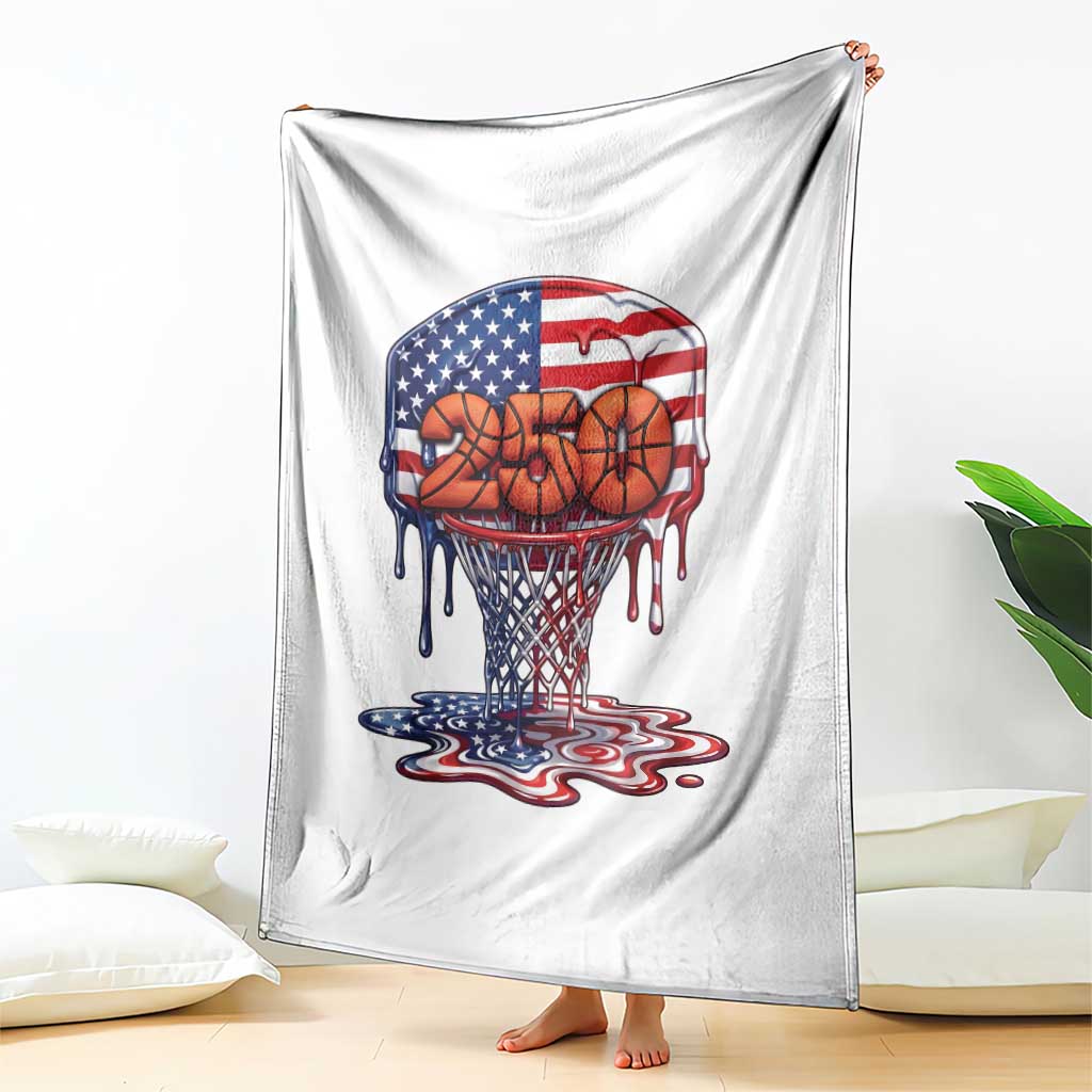 Patriotic Basketball Drip Throw Blanket USA 250th Anniversary Gift
