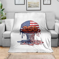 Patriotic Basketball Drip Throw Blanket USA 250th Anniversary Gift