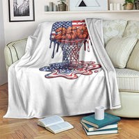 Patriotic Basketball Drip Throw Blanket USA 250th Anniversary Gift