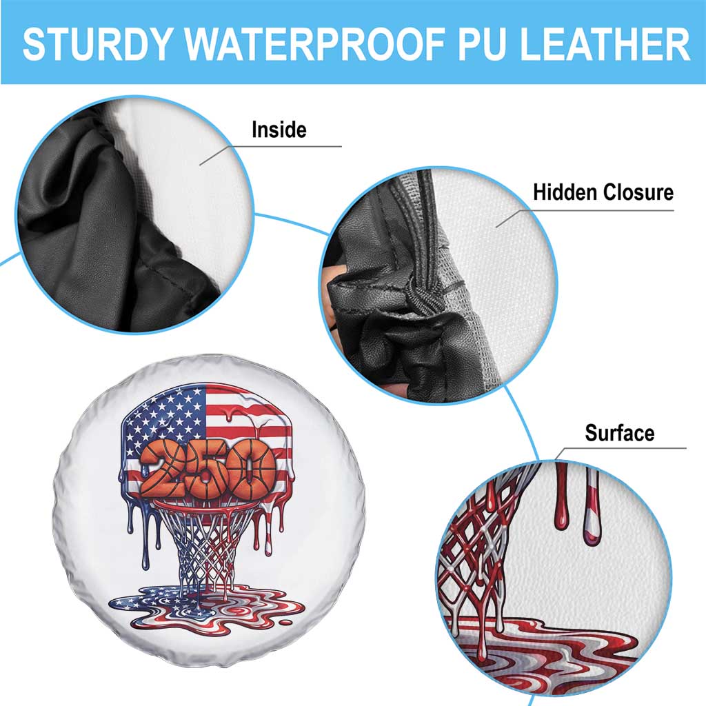 Patriotic Basketball Drip Spare Tire Cover USA 250th Anniversary Gift