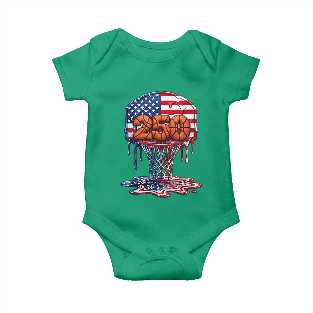 Patriotic Basketball Drip Baby Onesie USA 250th Anniversary Gift