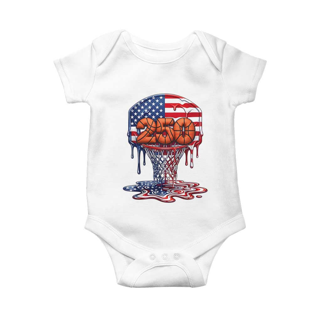 Patriotic Basketball Drip Baby Onesie USA 250th Anniversary Gift