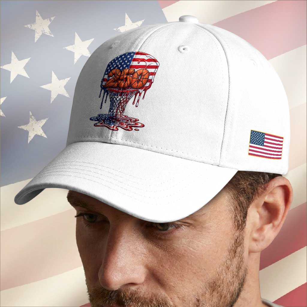 Patriotic Basketball Drip Baseball Cap USA 250th Anniversary Gift