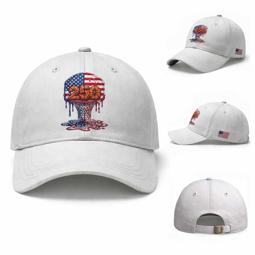 Patriotic Basketball Drip Baseball Cap USA 250th Anniversary Gift