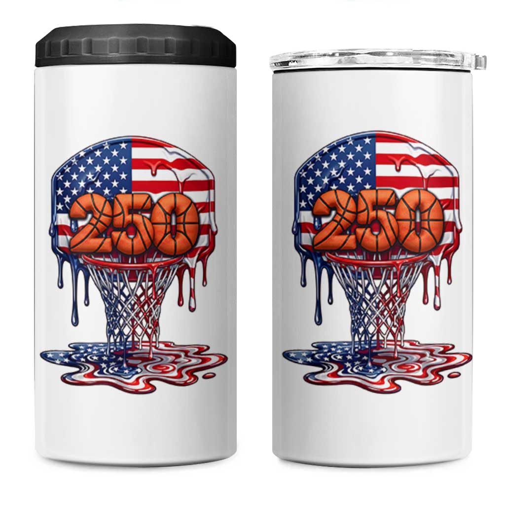Patriotic Basketball Drip 4 in 1 Can Cooler Tumbler USA 250th Anniversary Gift