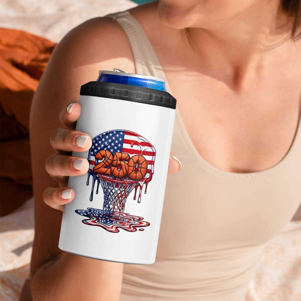 Patriotic Basketball Drip 4 in 1 Can Cooler Tumbler USA 250th Anniversary Gift