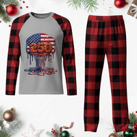 Patriotic Basketball Drip Plaid Pajama Set USA 250th Anniversary Gift