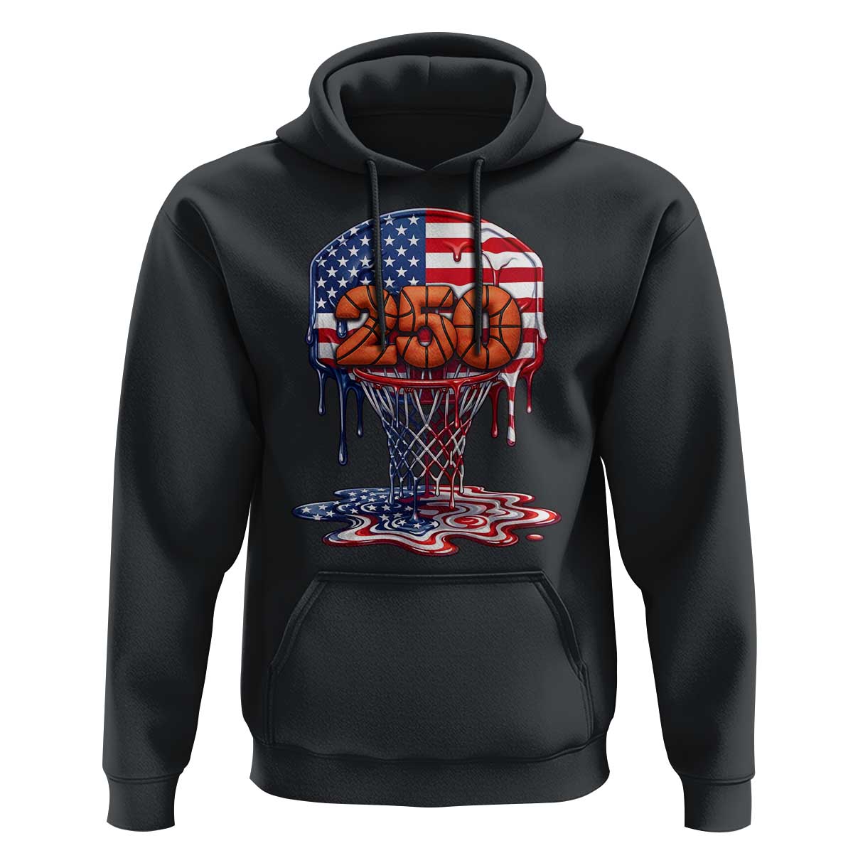 Patriotic Basketball Drip Hoodie USA 250th Anniversary Gift