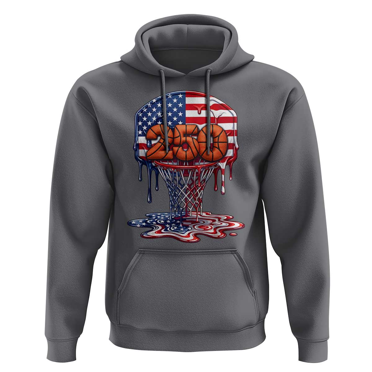Patriotic Basketball Drip Hoodie USA 250th Anniversary Gift