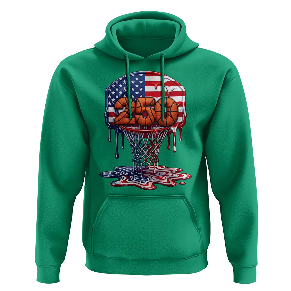 Patriotic Basketball Drip Hoodie USA 250th Anniversary Gift
