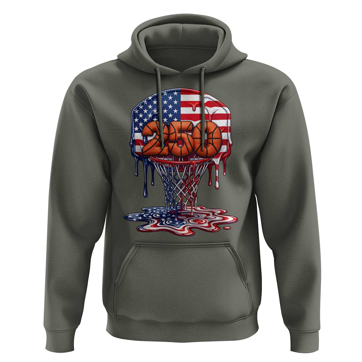 Patriotic Basketball Drip Hoodie USA 250th Anniversary Gift