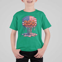 Patriotic Basketball Drip T Shirt For Kid USA 250th Anniversary Gift