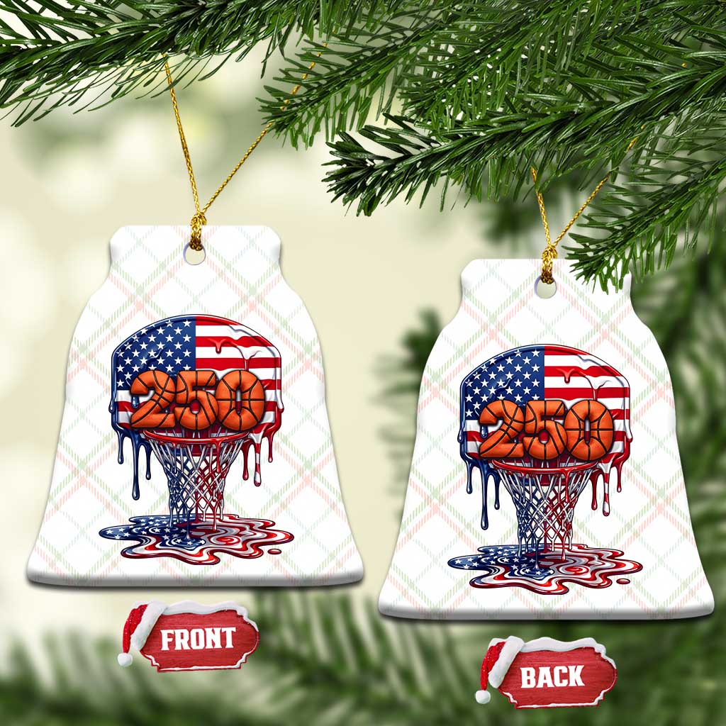 Patriotic Basketball Drip Ceramic Ornament USA 250th Anniversary Gift