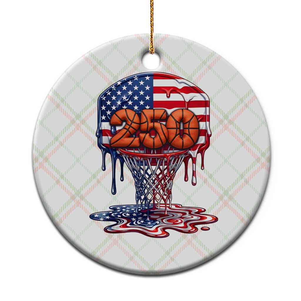 Patriotic Basketball Drip Ceramic Ornament USA 250th Anniversary Gift