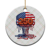 Patriotic Basketball Drip Ceramic Ornament USA 250th Anniversary Gift