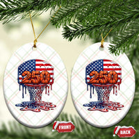Patriotic Basketball Drip Ceramic Ornament USA 250th Anniversary Gift