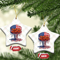 Patriotic Basketball Drip Ceramic Ornament USA 250th Anniversary Gift