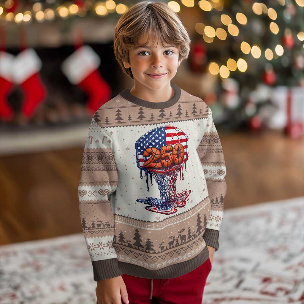 Patriotic Basketball Drip Ugly Christmas Sweater USA 250th Anniversary Gift