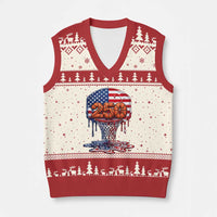 Patriotic Basketball Drip V-Neck Knit Sweater Vest USA 250th Anniversary Gift