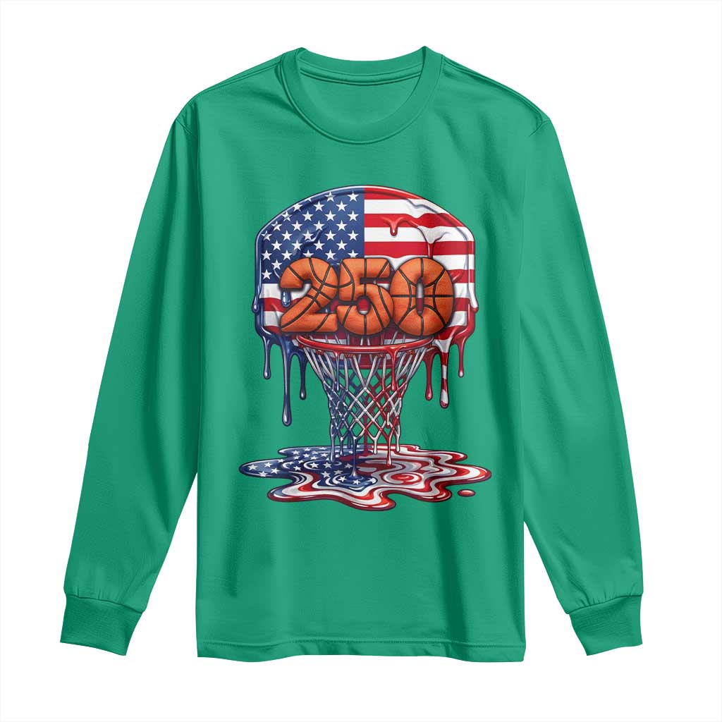 Patriotic Basketball Drip Long Sleeve Shirt USA 250th Anniversary Gift