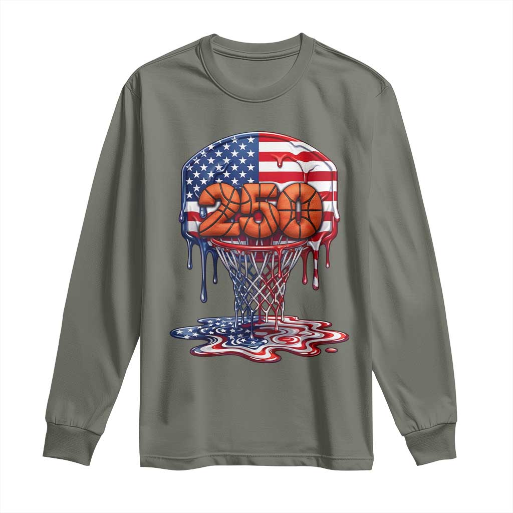 Patriotic Basketball Drip Long Sleeve Shirt USA 250th Anniversary Gift
