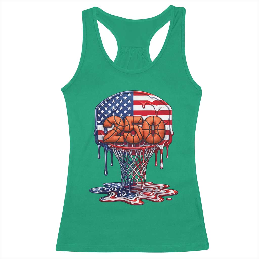Patriotic Basketball Drip Racerback Tank Top USA 250th Anniversary Gift