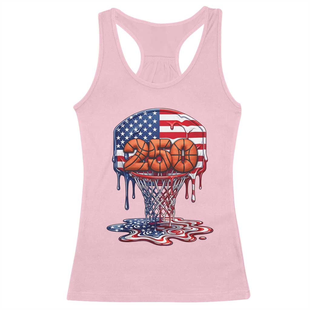 Patriotic Basketball Drip Racerback Tank Top USA 250th Anniversary Gift