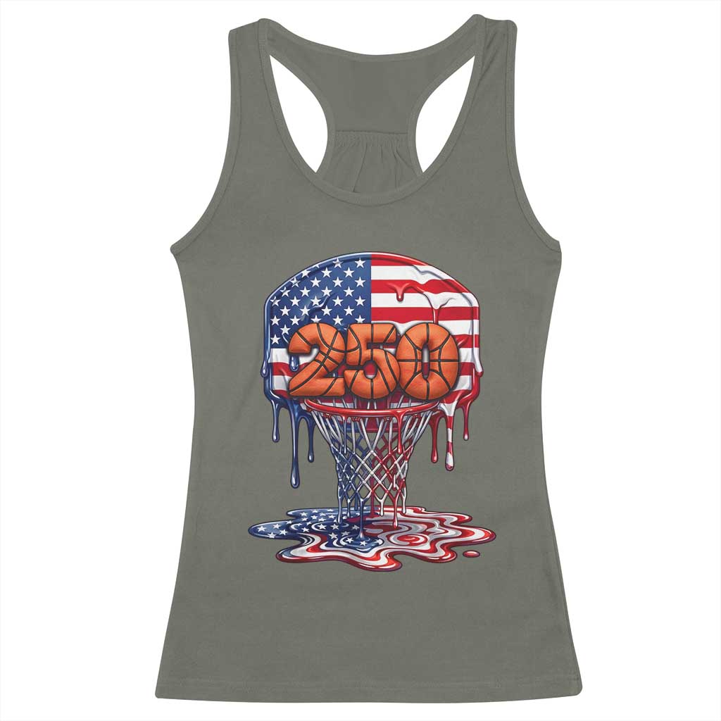 Patriotic Basketball Drip Racerback Tank Top USA 250th Anniversary Gift